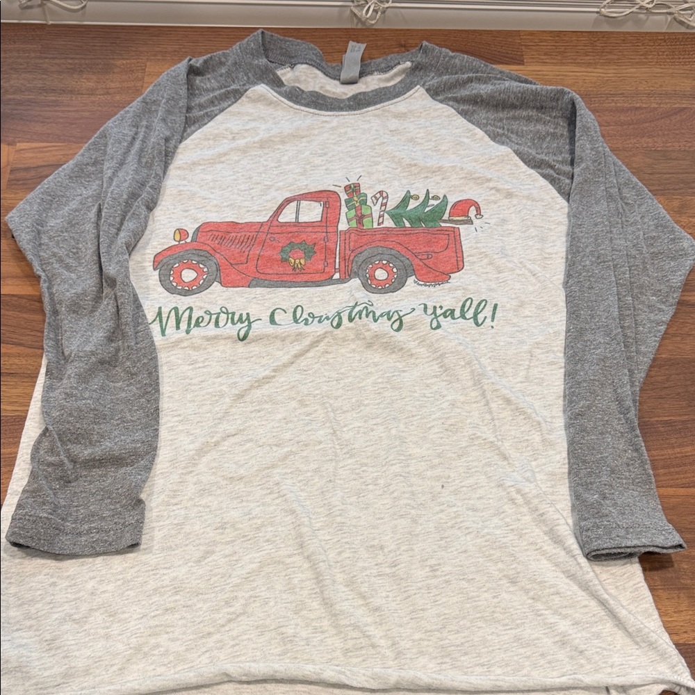 Next Level Apparel Gray and White Christmas Tee